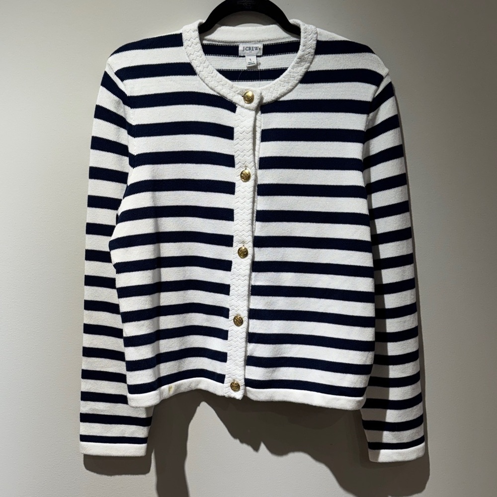 NWT J.Crew Striped Cotton Lady Jacket Cardigan Sweater